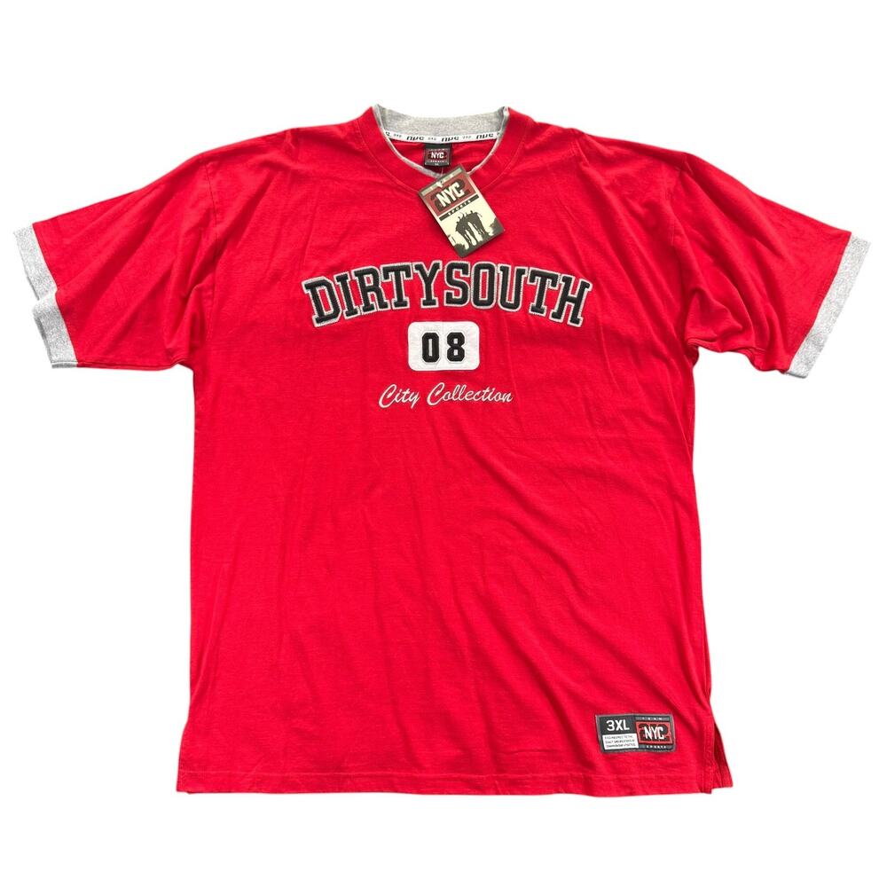 Vtg Dirty South 212 NYC T-Shirt Men's 3XL 90s Y2K Red City Collection HipHop NWT
